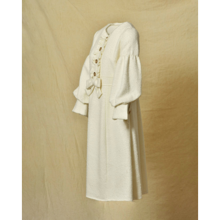 Robe en laine écru à noeud Edward Achour