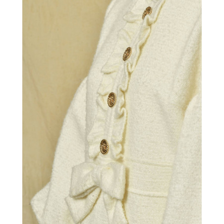 Robe en laine écru à noeud Edward Achour