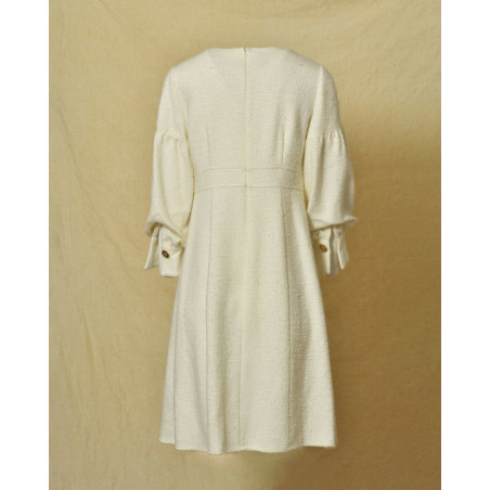 Robe en laine écru à noeud Edward Achour