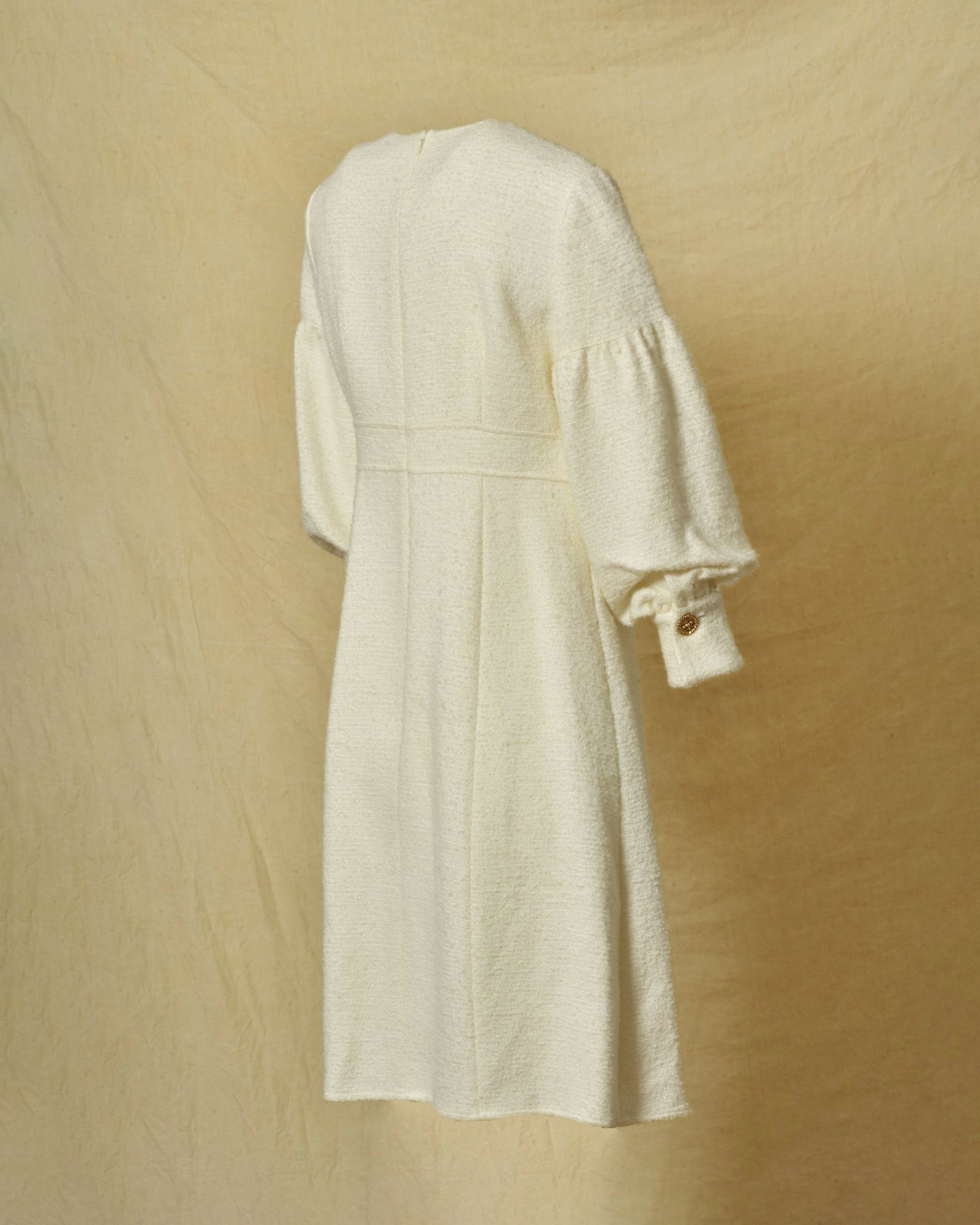 Robe en laine écru à noeud Edward Achour