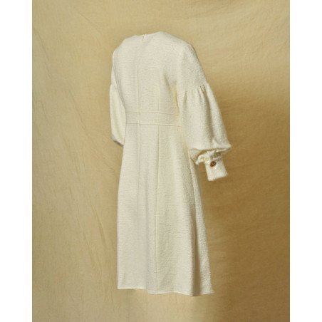 Robe en laine écru à noeud Edward Achour