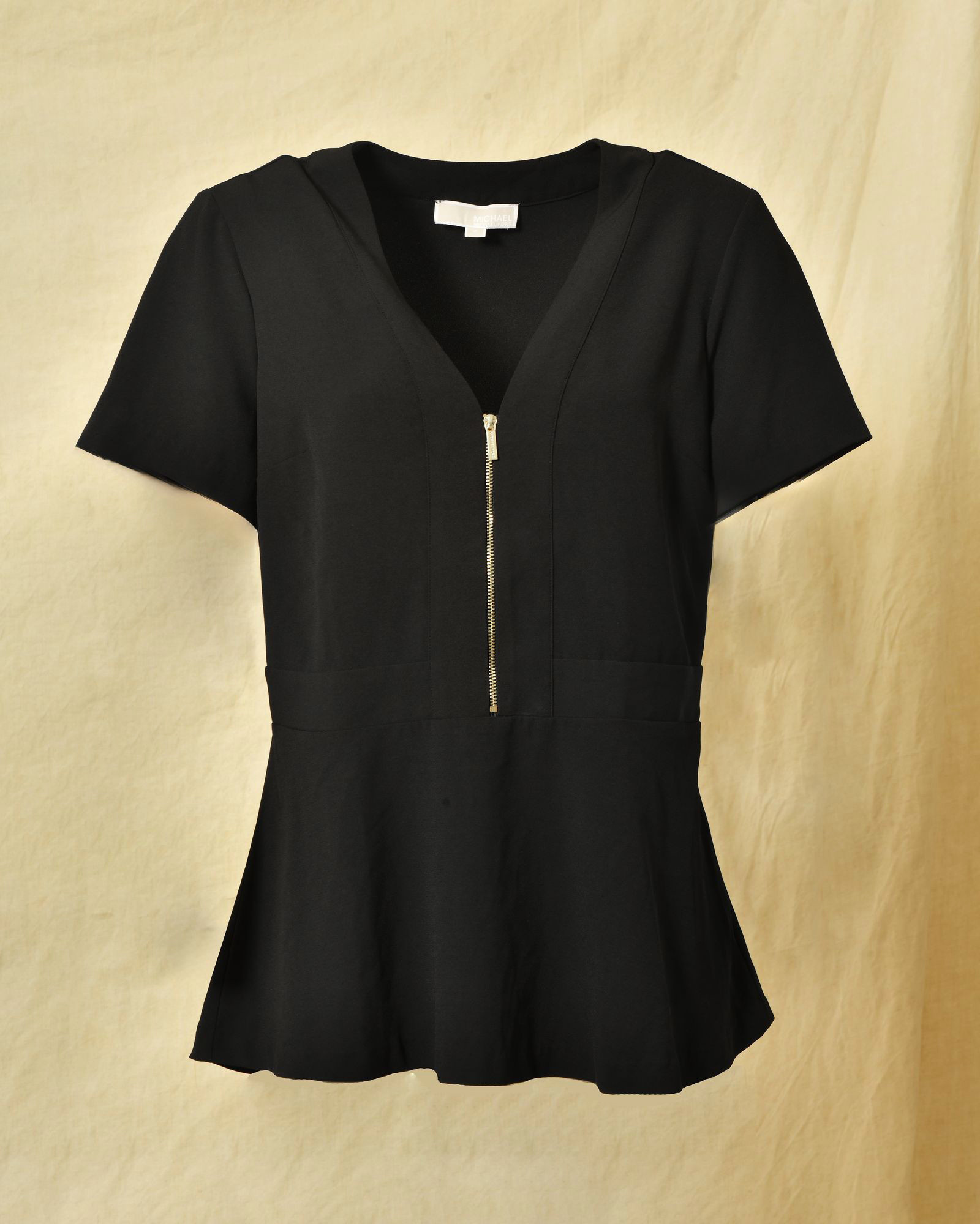 Top en crêpes noir à zip fantaisie Michael Kors