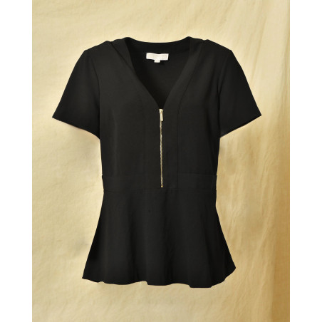 Top en crêpes noir à zip fantaisie Michael Kors