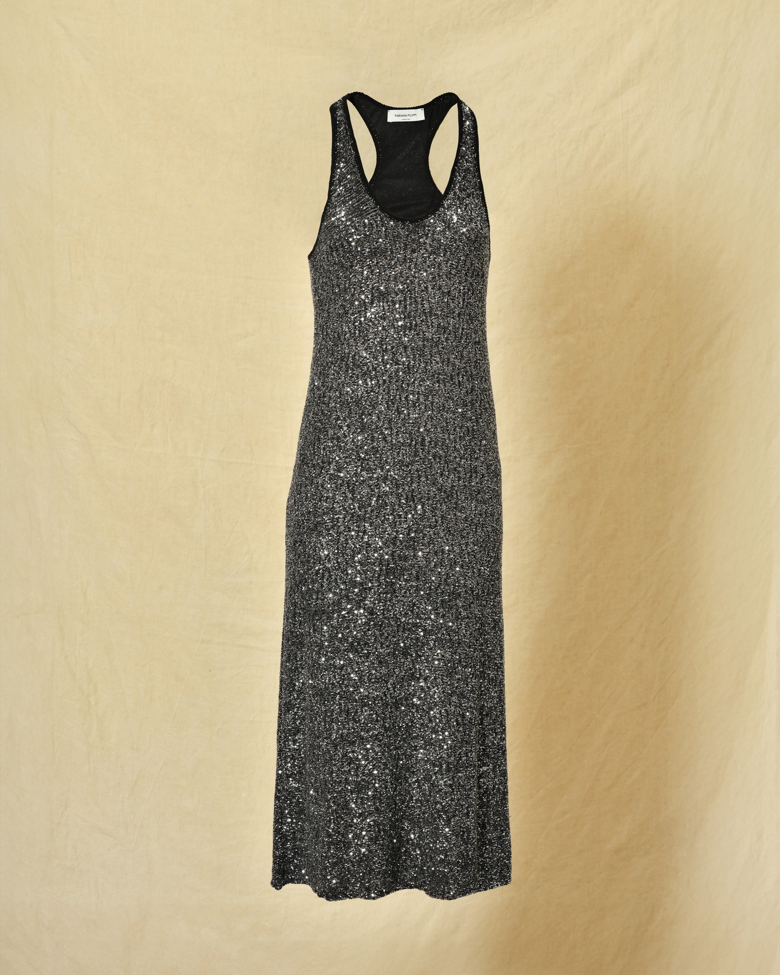 Robe noire à sequins argentés Fabiana Filippi