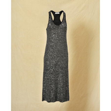 Robe noire à sequins argentés Fabiana Filippi