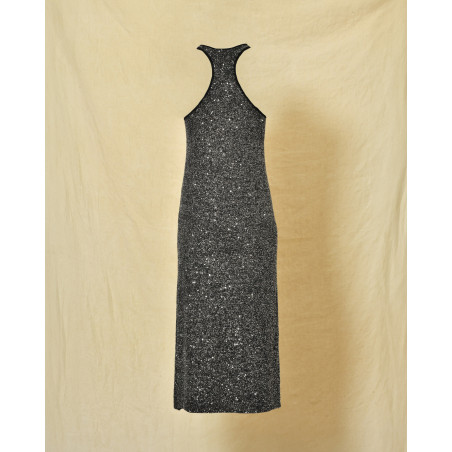 Robe noire à sequins argentés Fabiana Filippi