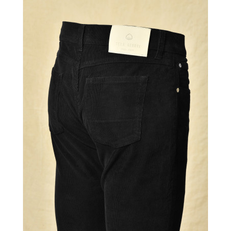 Pantalon en velours côtelé noir Tela Genova