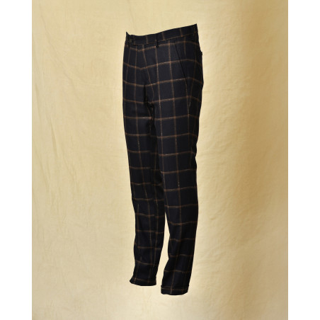 Pantalon en laine bleu à carreaux Bro ShiP