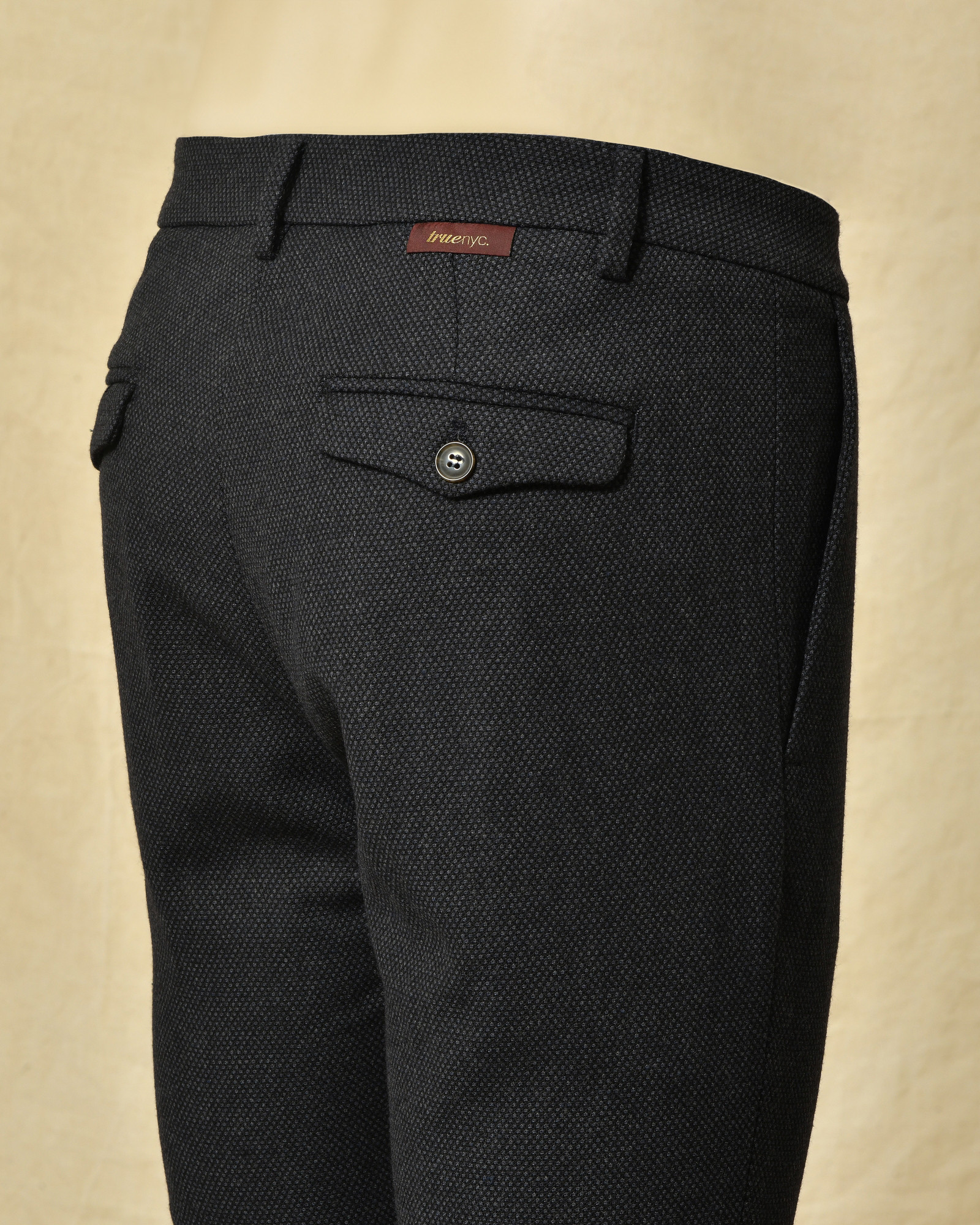 Pantalon en laine bleu à motifs True NYC