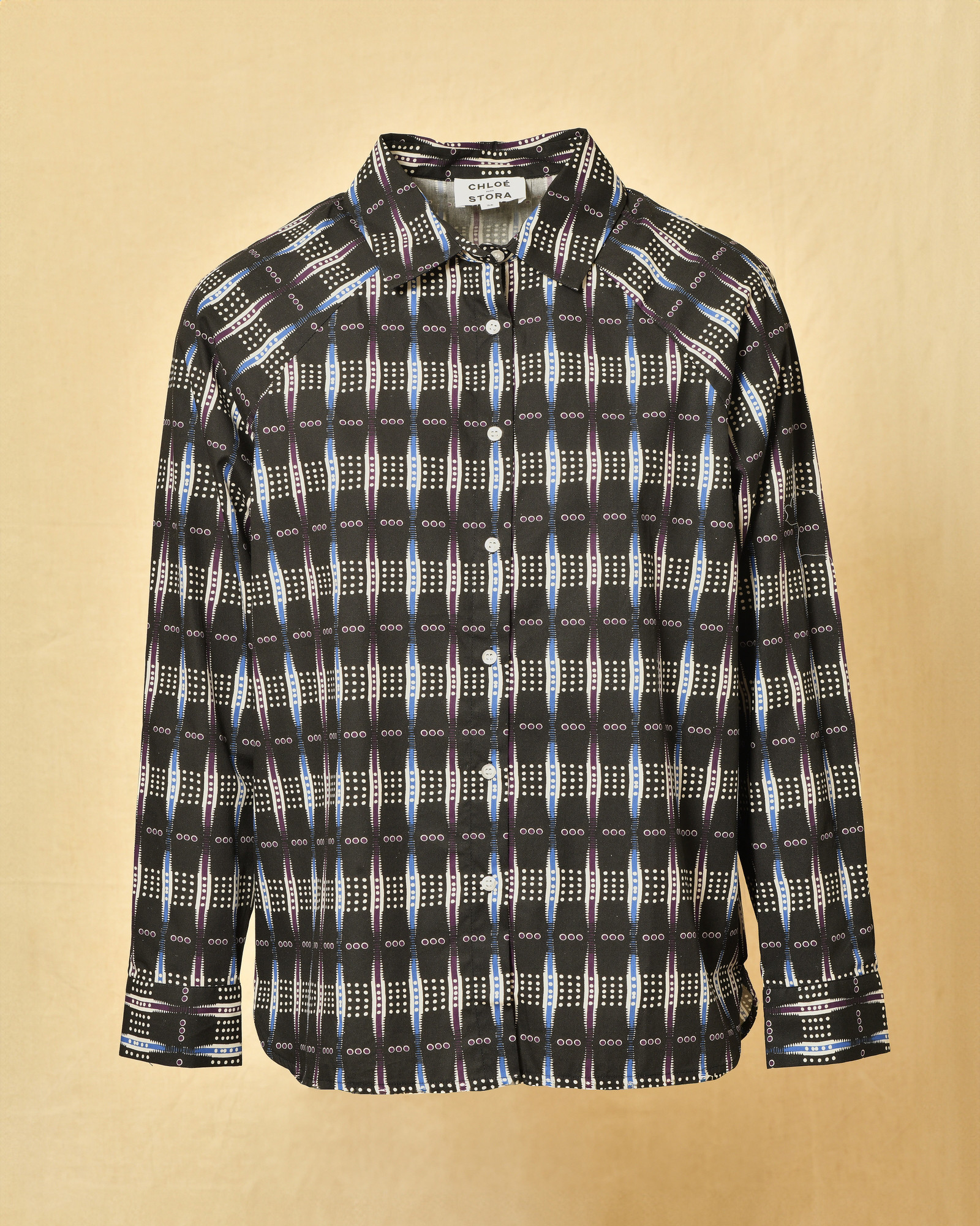 Chemisier en coton noir à motifs Chloé Stora