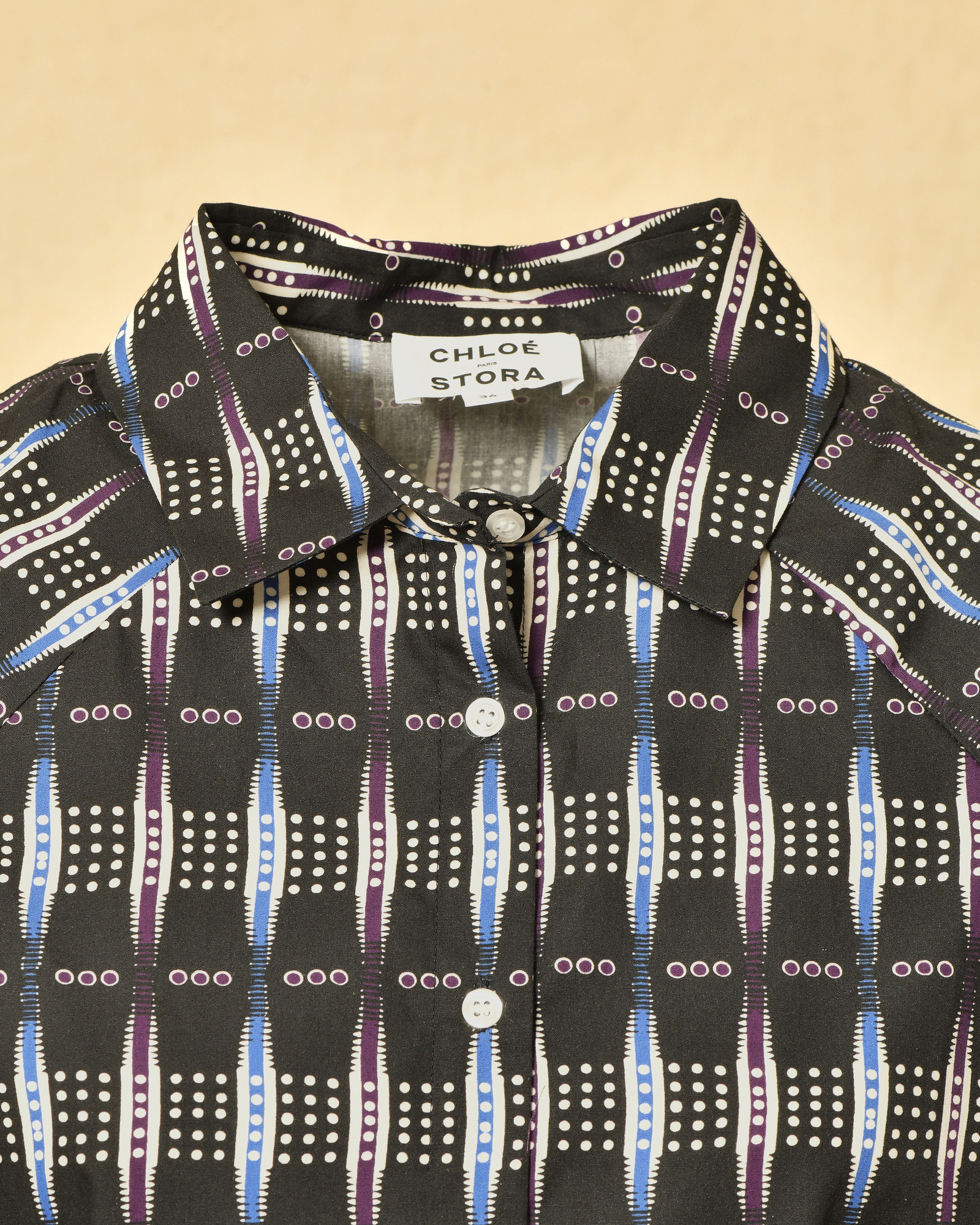 Chemisier en coton noir à motifs Chloé Stora