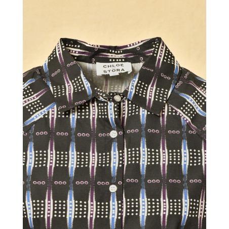 Chemisier en coton noir à motifs Chloé Stora