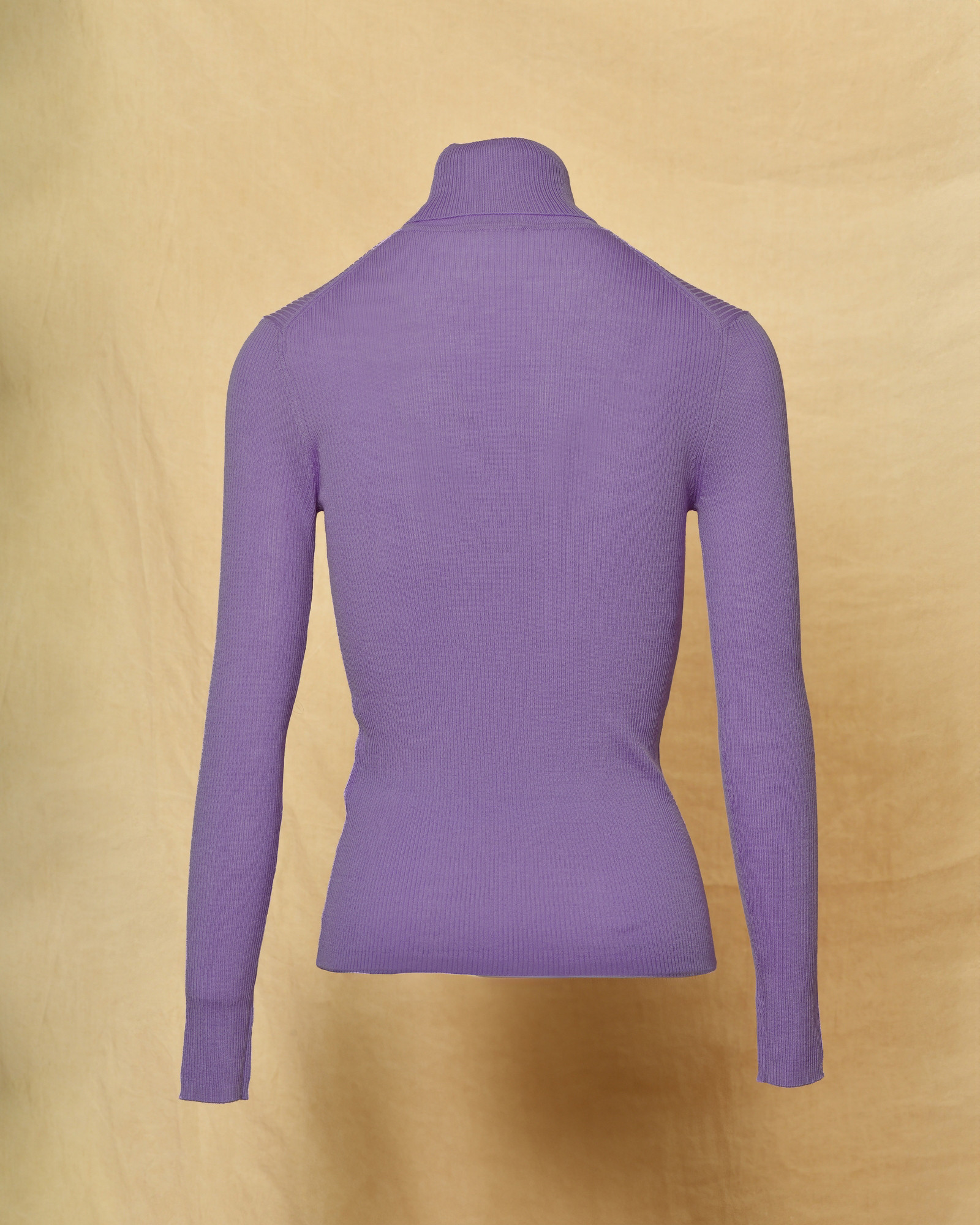 Pull en maille cotelée à col roulé violet P.A.R.O.S.H