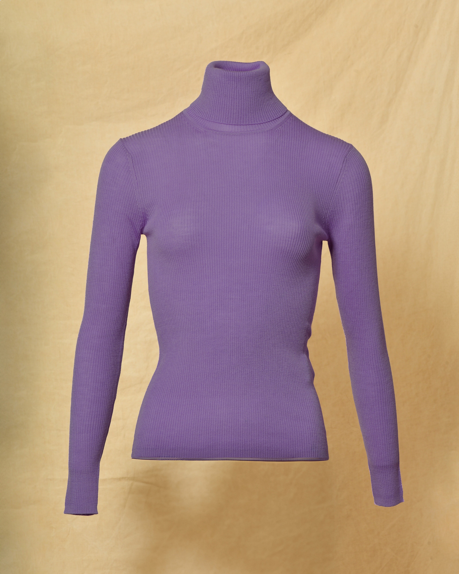 Pull en maille cotelée à col roulé violet P.A.R.O.S.H
