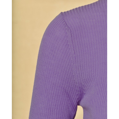 Pull en maille cotelée à col roulé violet P.A.R.O.S.H