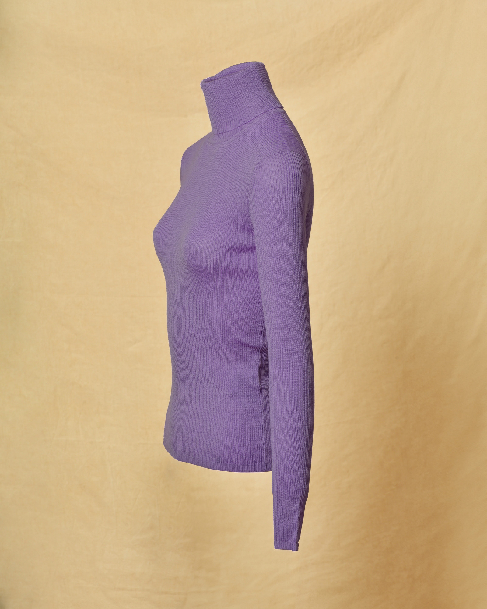 Pull en maille cotelée à col roulé violet P.A.R.O.S.H