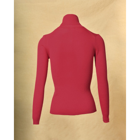Pull en maille cotelée à col roulé rose P.A.R.O.S.H