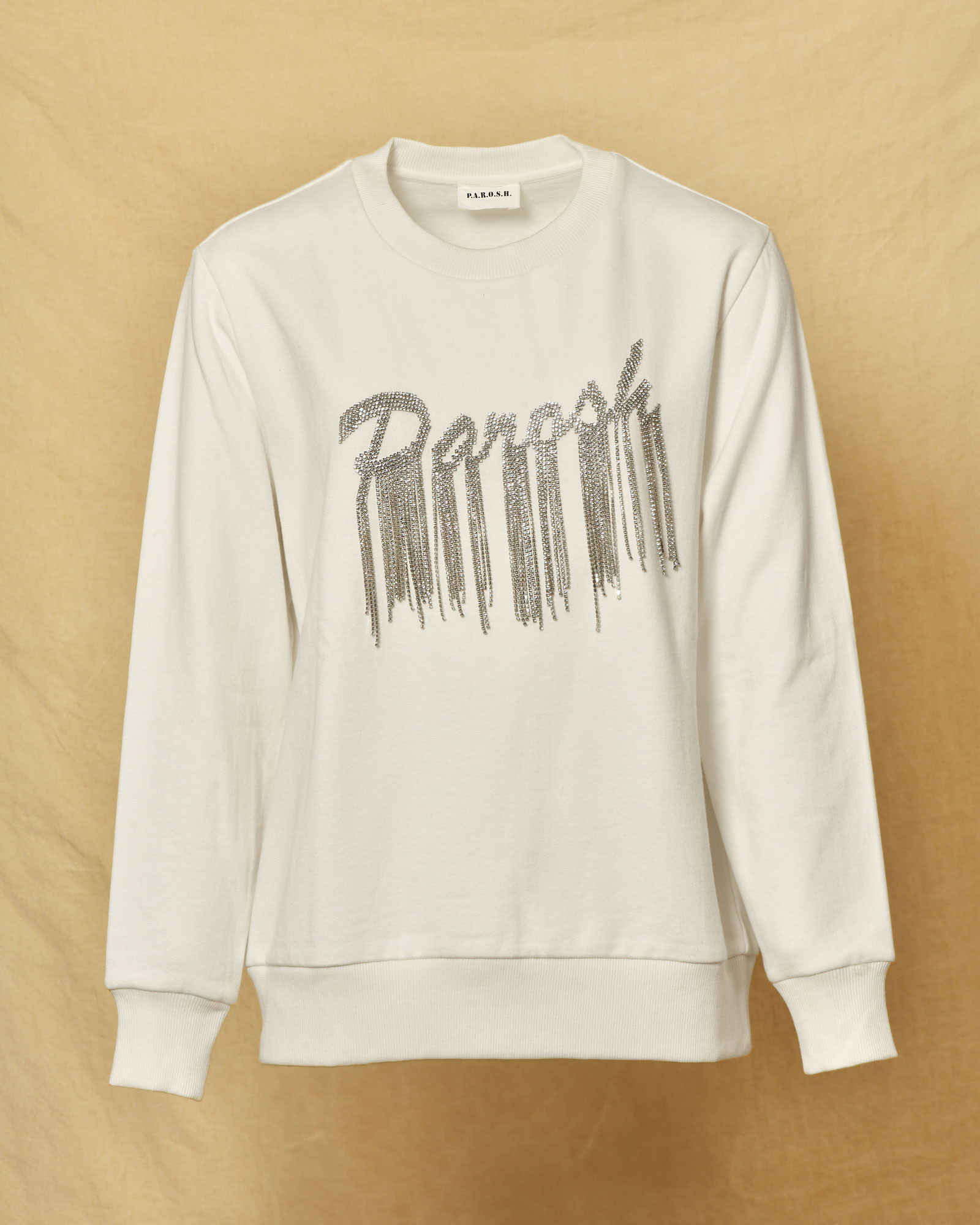 Sweat en coton blanc à strass Parosh
