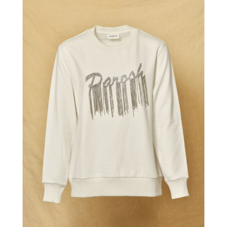 Sweat en coton blanc à strass Parosh