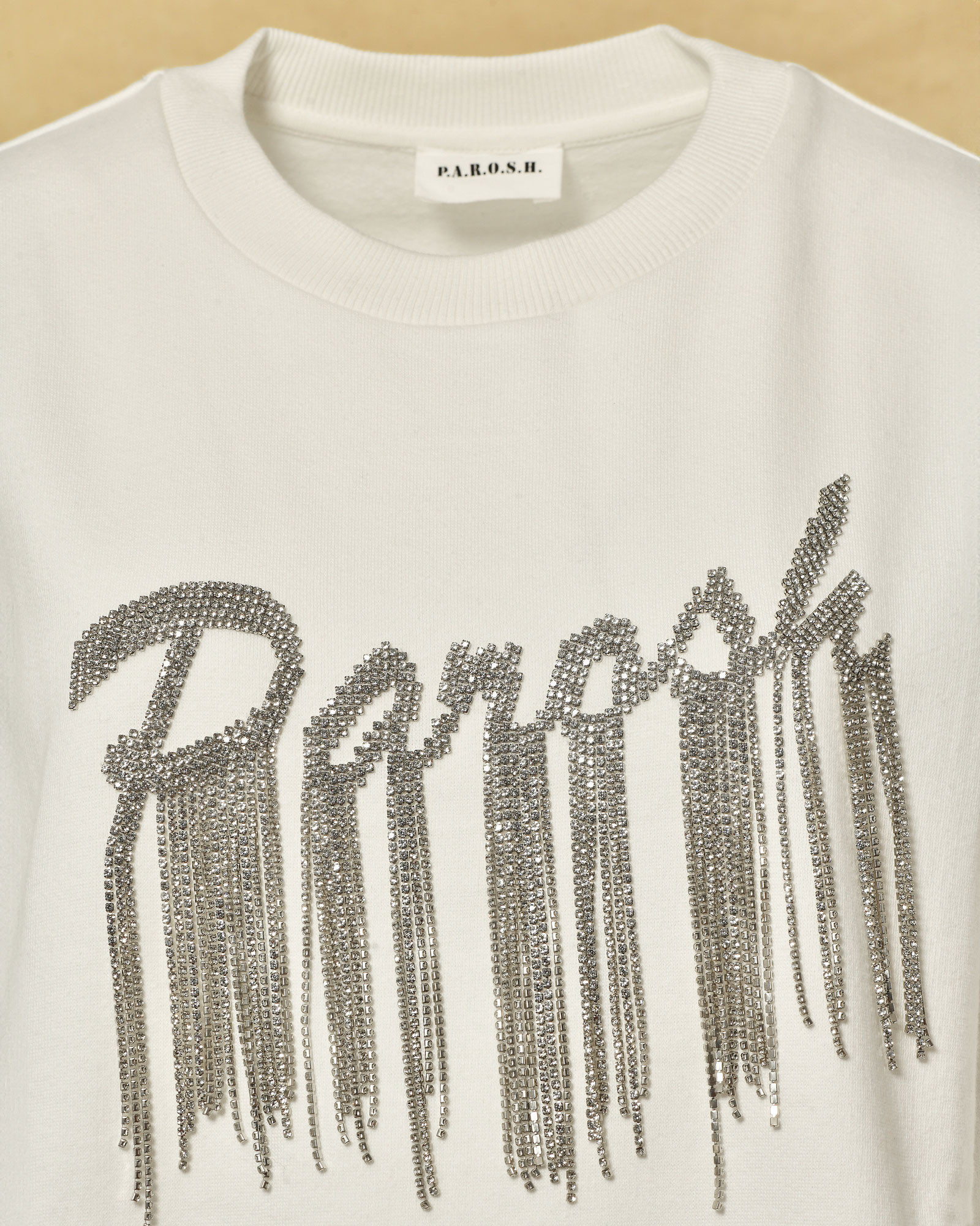 Sweat en coton blanc à strass Parosh
