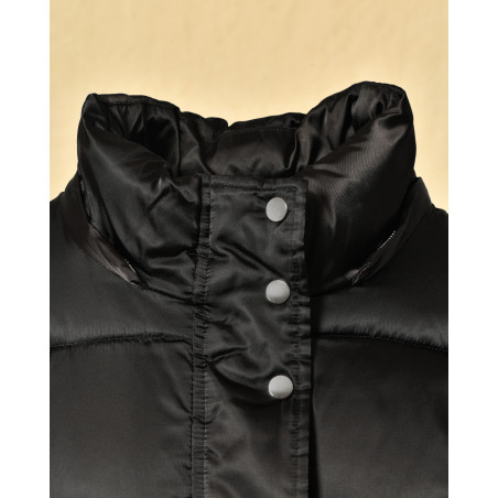 Longue doudoune noire à capuche Parosh