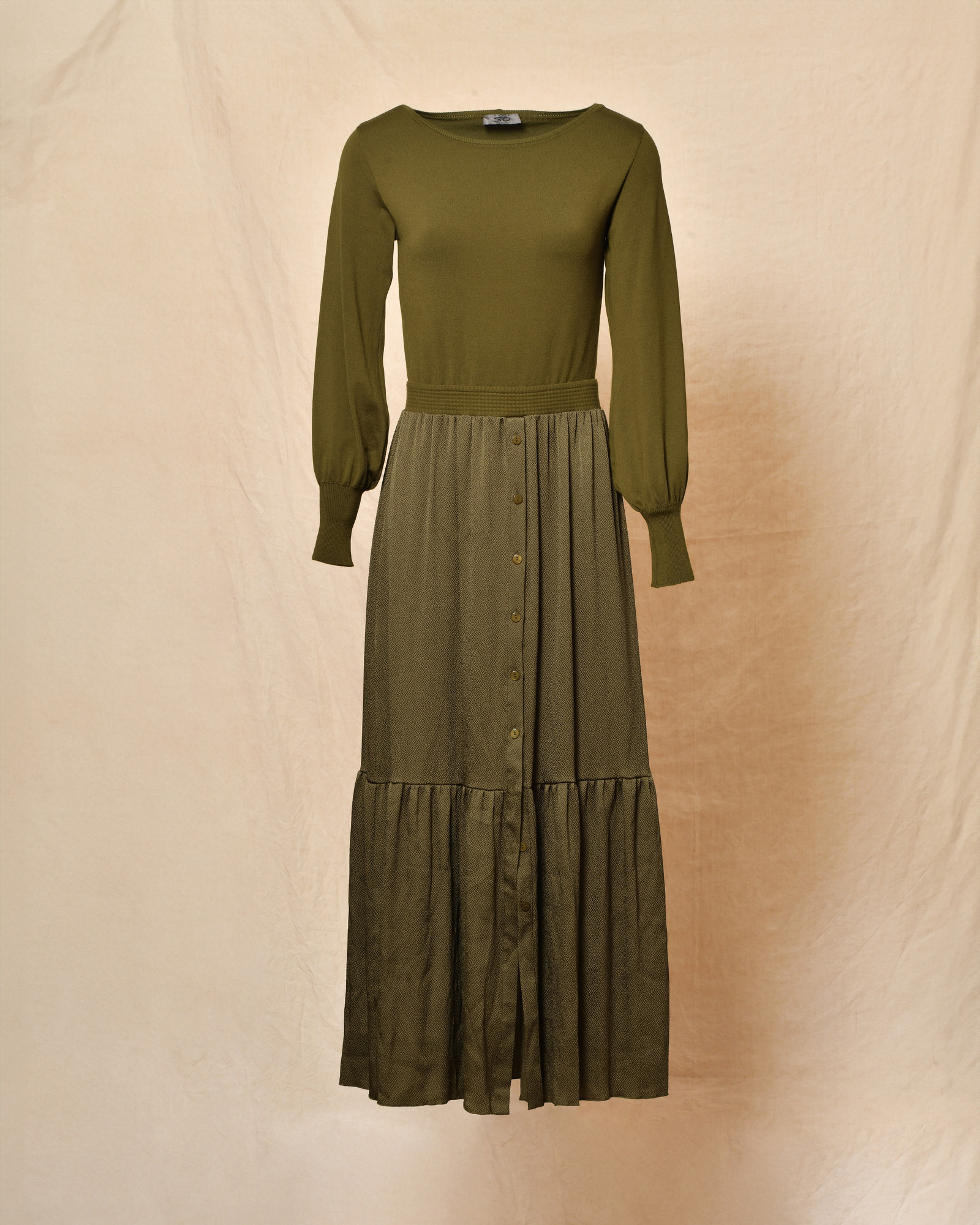 Robe en soie et laine kaki She’s So