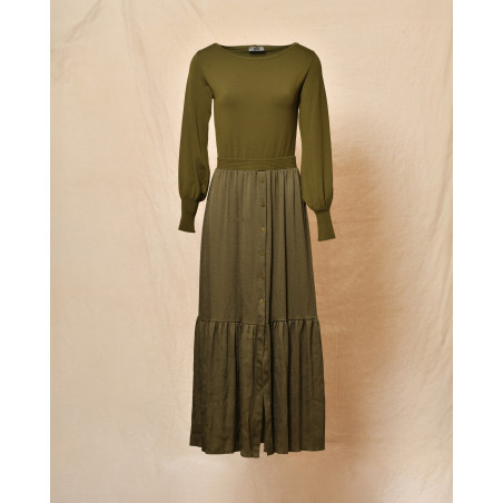 Robe en soie et laine kaki She’s So