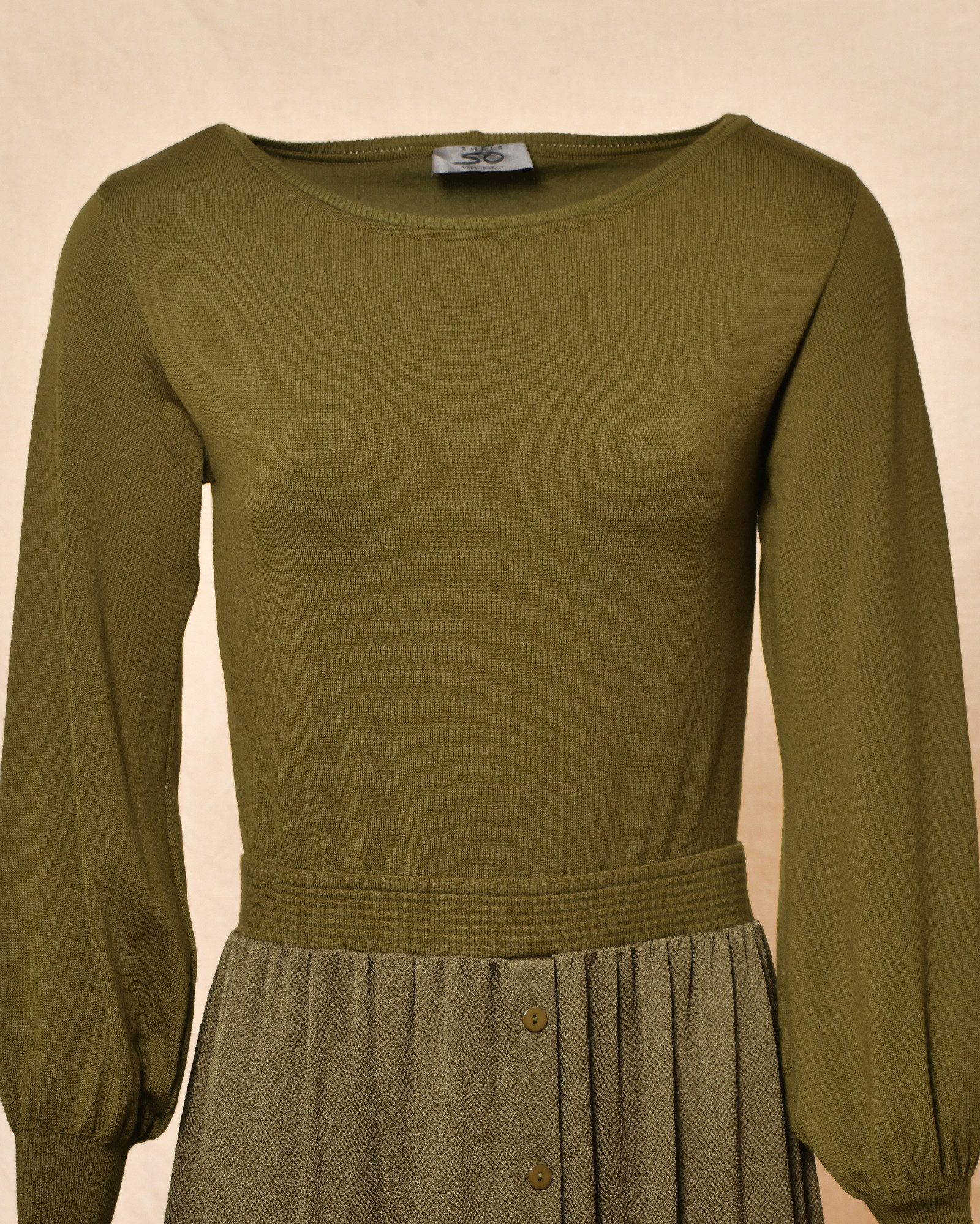 Robe en soie et laine kaki She’s So