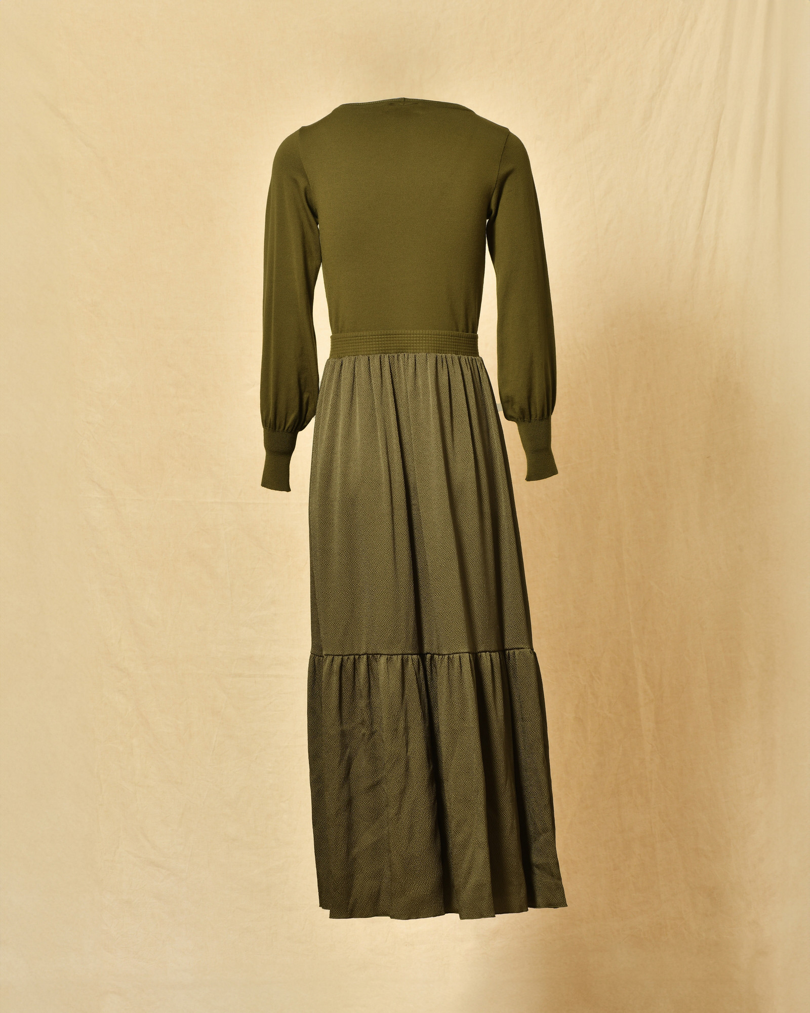 Robe en soie et laine kaki She’s So