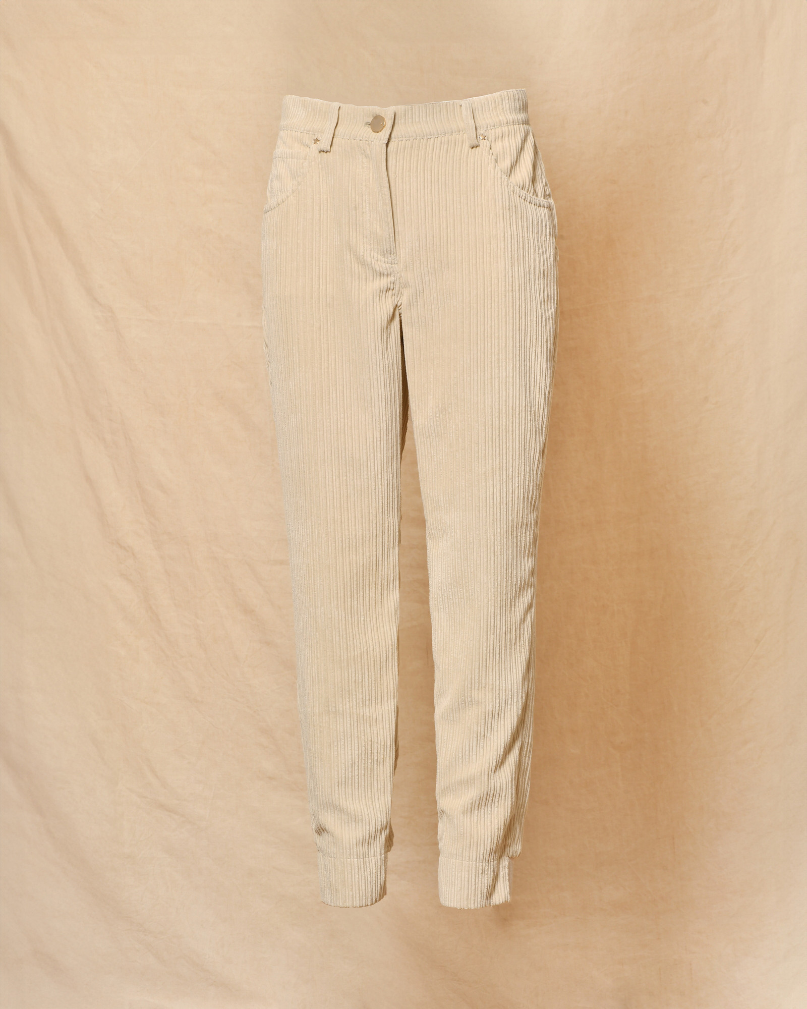 Pantalon en velours côtelé beige Lorena Antoniazzi