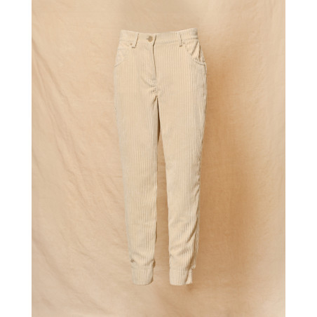 Pantalon en velours côtelé beige Lorena Antoniazzi