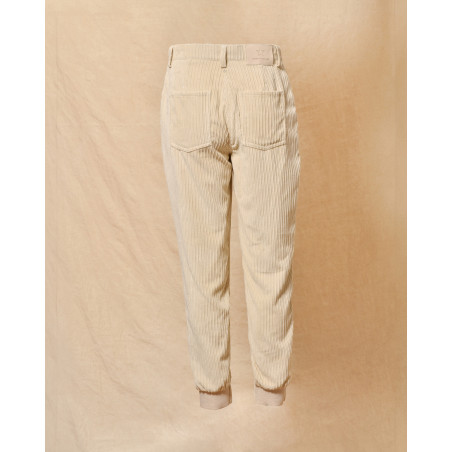 Pantalon en velours côtelé beige Lorena Antoniazzi