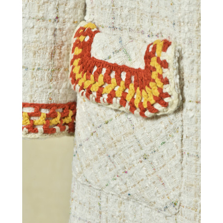 Manteau blanc en tweed Edward Achour