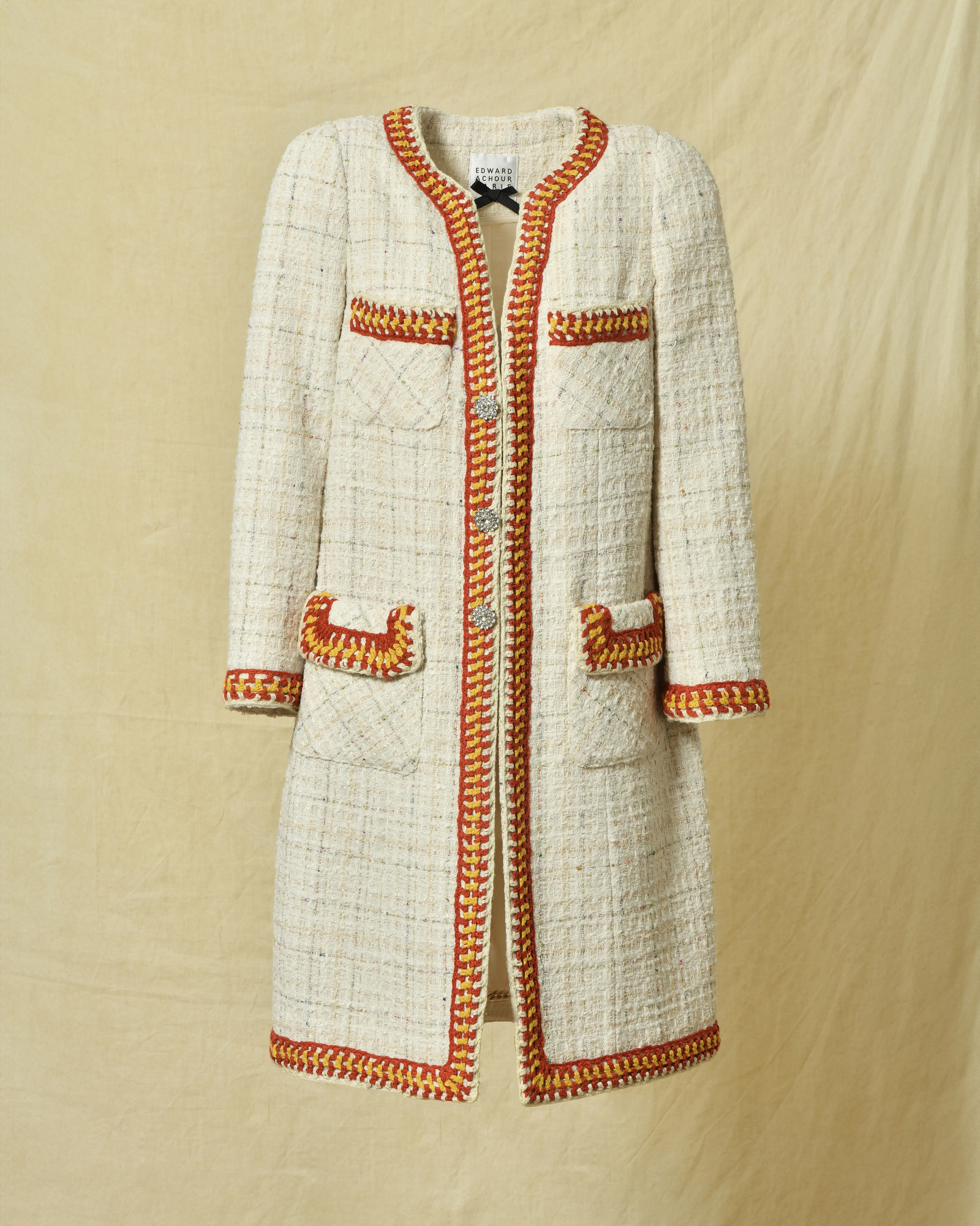 Manteau blanc en tweed Edward Achour