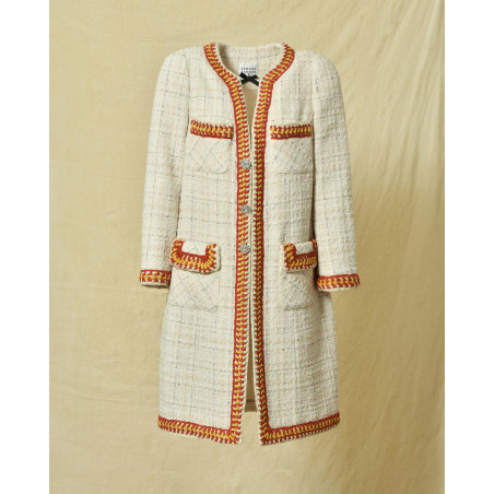 Manteau blanc en tweed Edward Achour