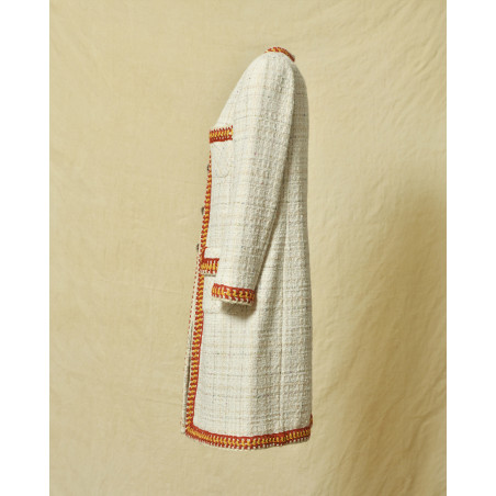 Manteau blanc en tweed Edward Achour