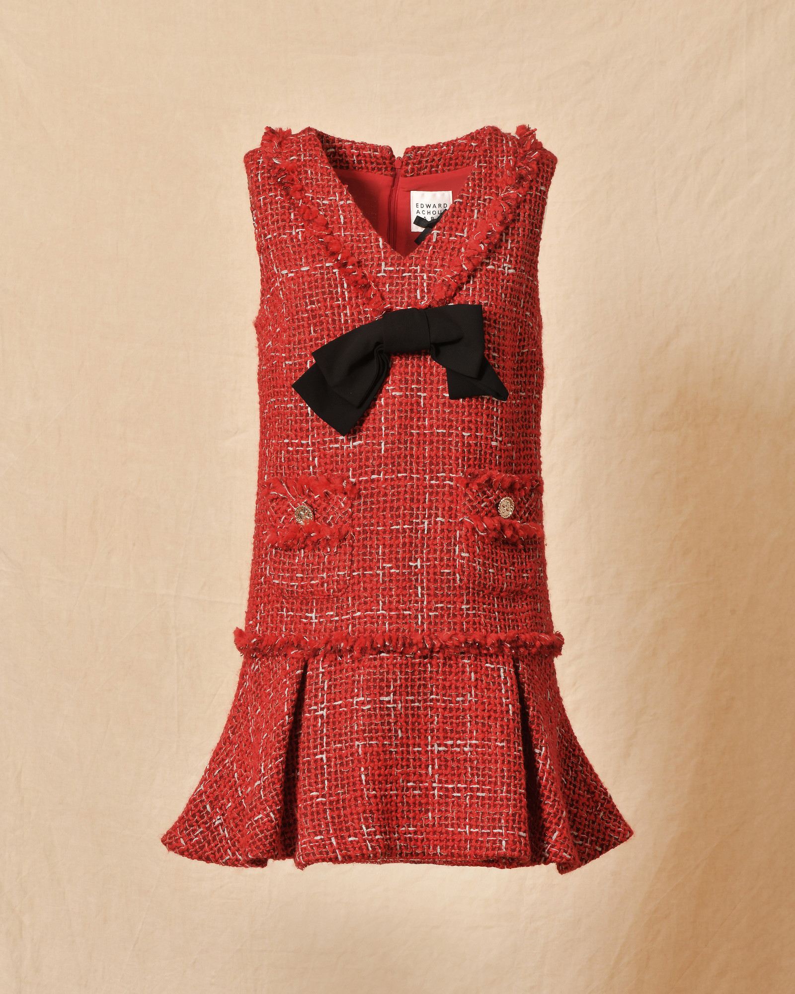 Robe en tweed rouge Edward Achour