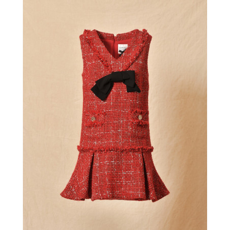 Robe en tweed rouge Edward Achour