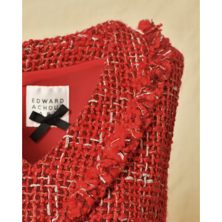 Robe en tweed rouge Edward Achour