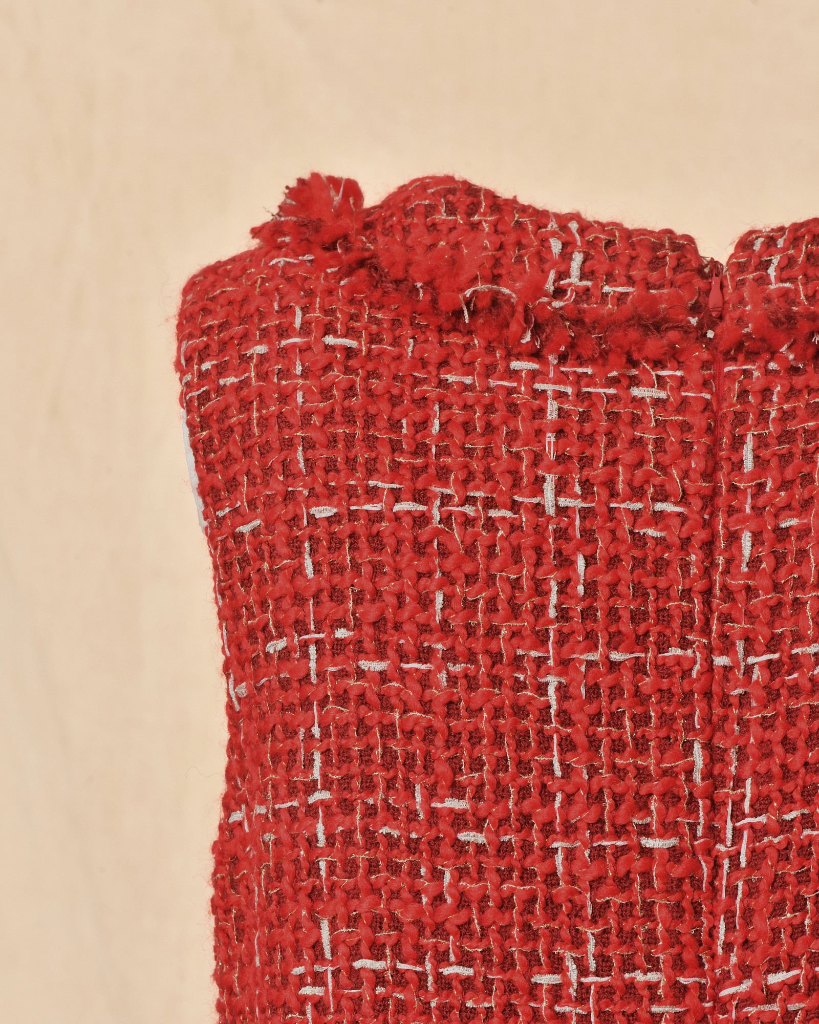 Robe en tweed rouge Edward Achour