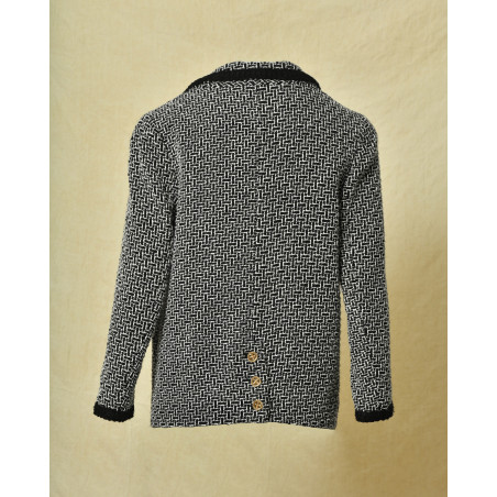 Veste en tweed noir et blanc Edward Achour