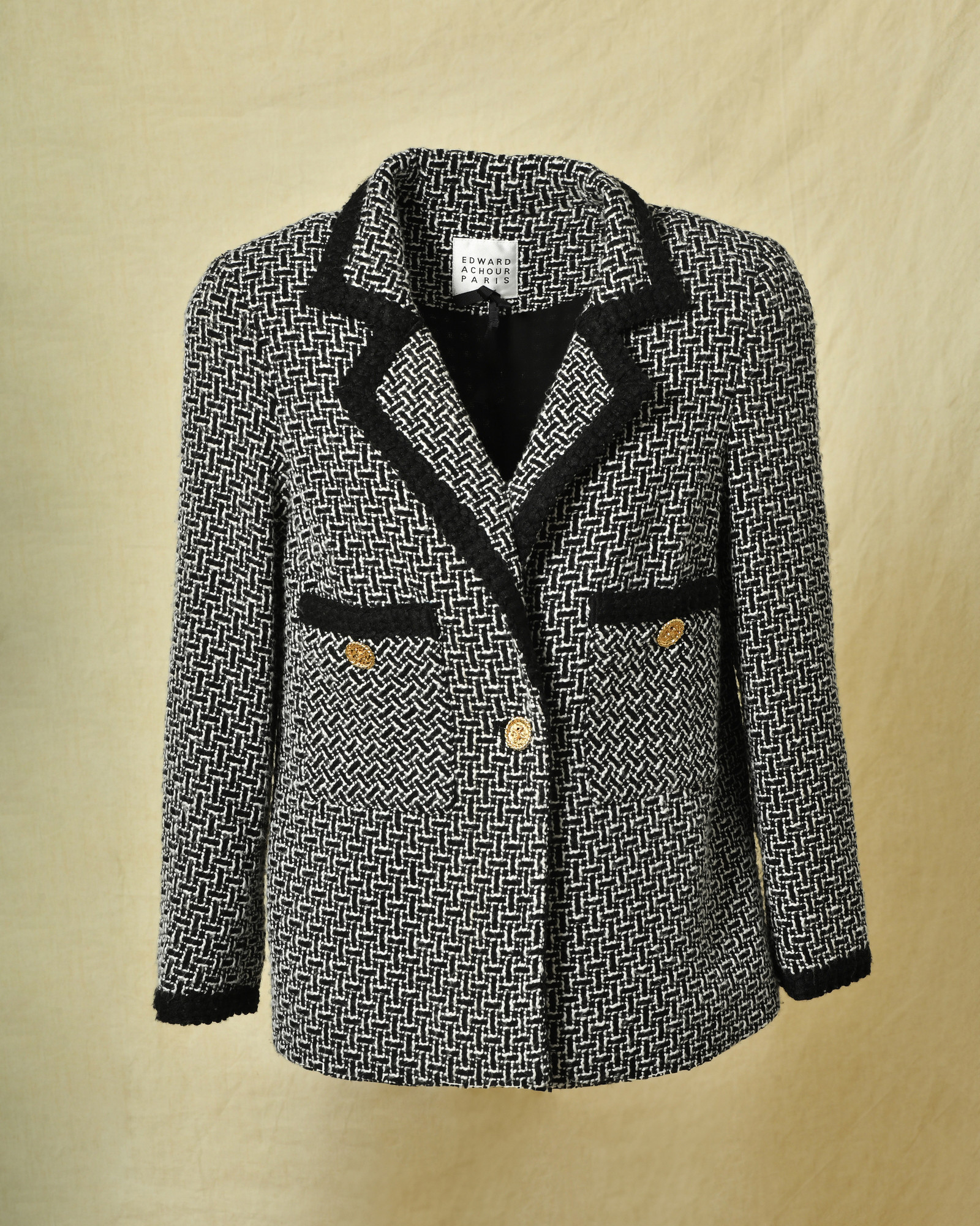 Veste en tweed noir et blanc Edward Achour