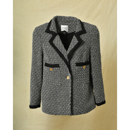 Veste en tweed noir et blanc Edward Achour