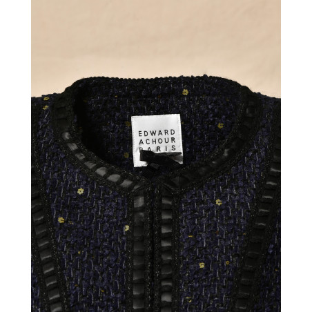 Manteau en tweed bleu Edward Achour