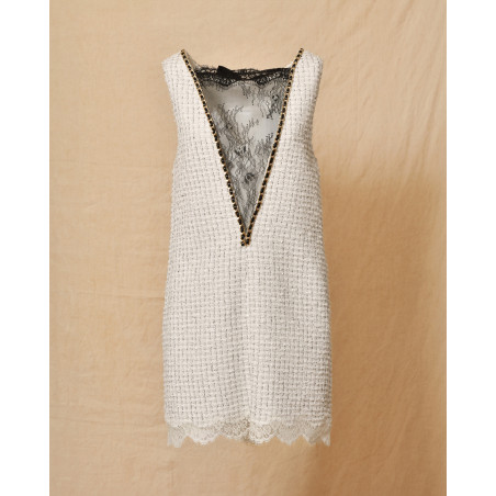 Robe en tweed blanc Elisabetta Franchi