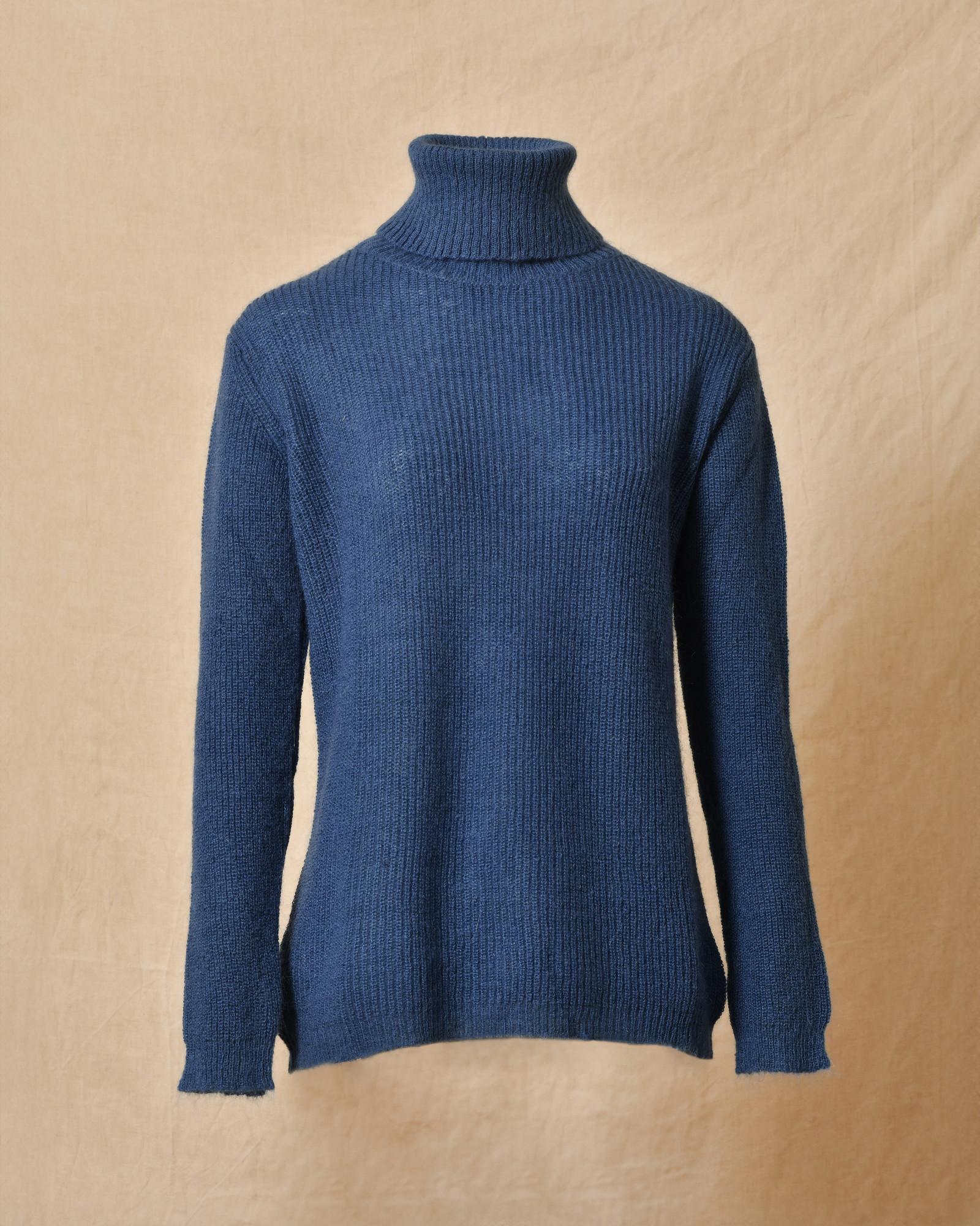Pull col roulé bleu en mohair et laine Femmes Du Sud