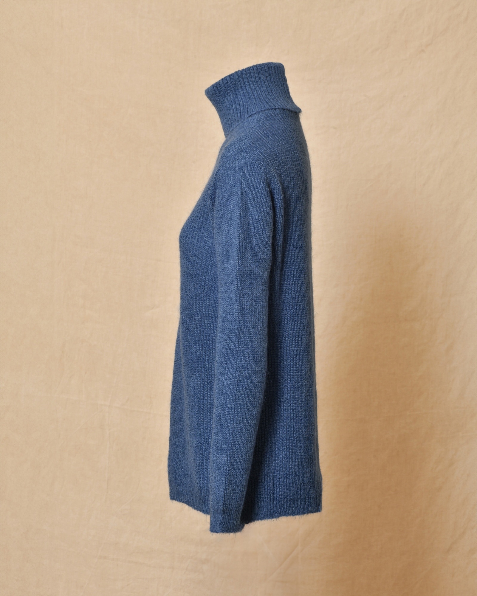 Pull col roulé bleu en mohair et laine Femmes Du Sud