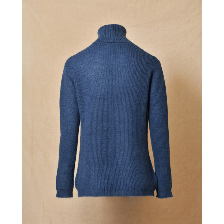 Pull col roulé bleu en mohair et laine Femmes Du Sud