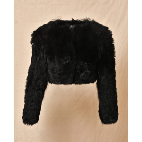 Veste en fourrure synthétique noir John Galliano