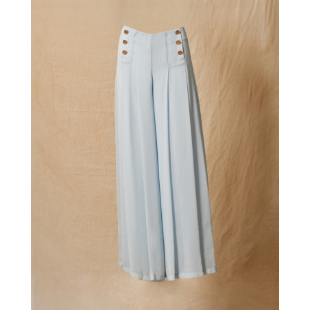 Pantalon bleu à volants Edward Achour